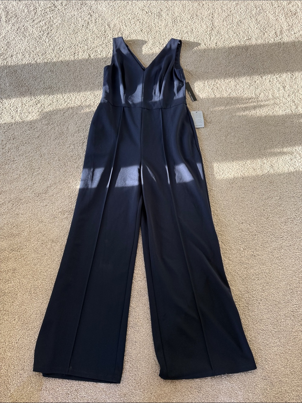 Maggy London Sleeveless V-Neck Wide-Leg Jumpsuit in Navy